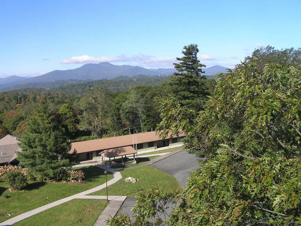 aerial picture over Rowe dorm mountains